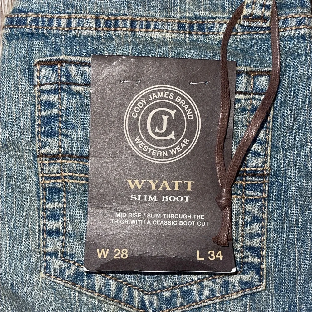 Cody James Wyatt Men's slim Fit Blue Jeans bootcut size 28 x 34 western country - Picture 2 of 5